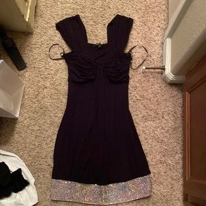 Black Sky dress with heavy crystals